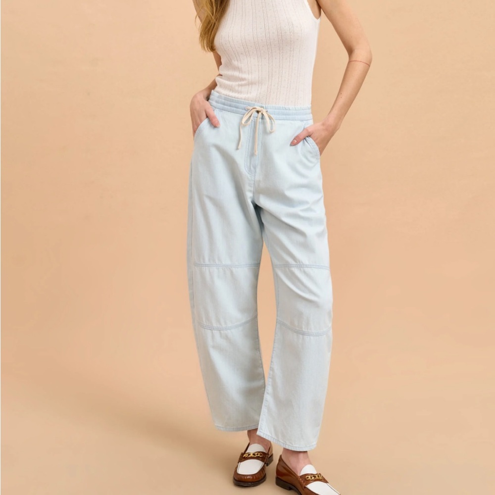 Pact Light Blue Wide Leg Drawstring Pants